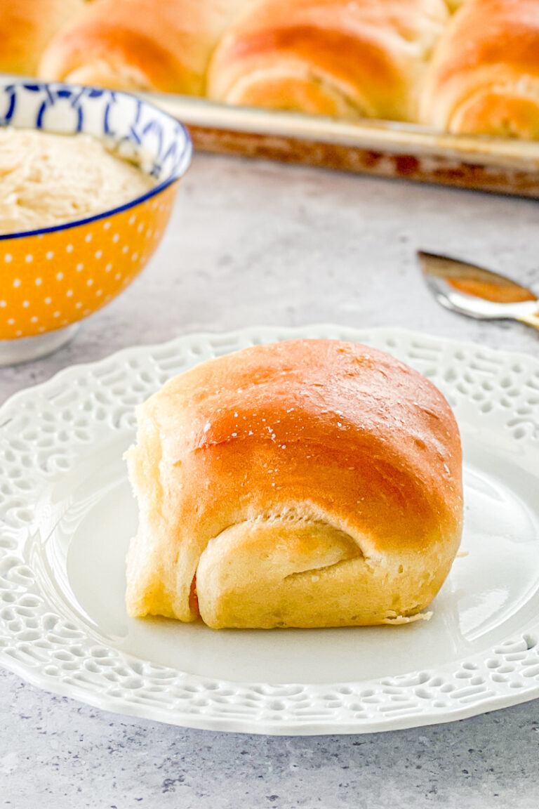 Lion House dinner roll on a plate