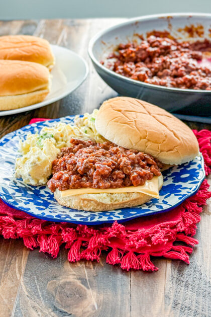 Mom’s sloppy joes served on buns with potato for an easy family dinner