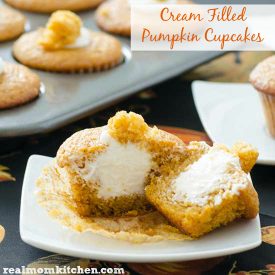 Cream Filled Pumpkin Cupcakes | realmomkitchen.com