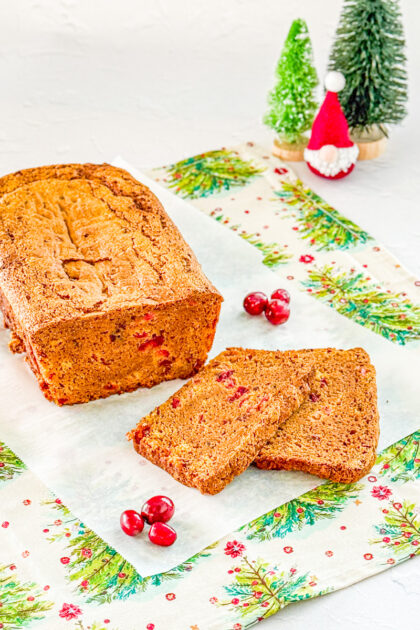pumpkin bread with fresh cranberries