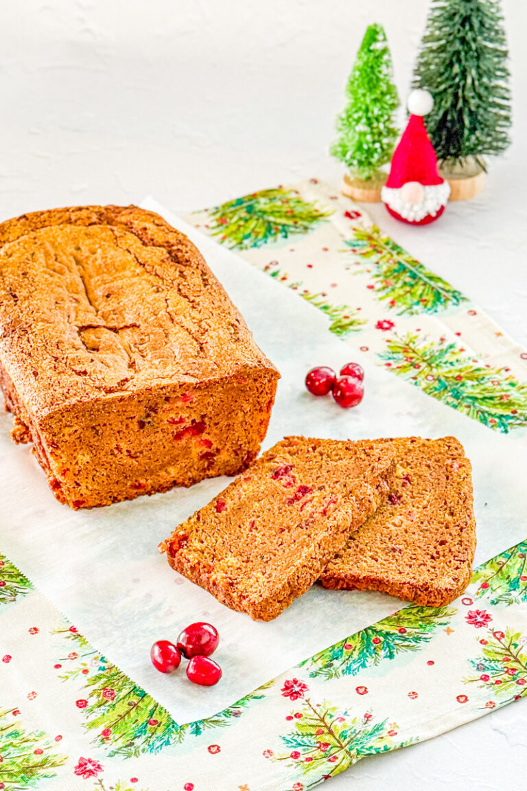 pumpkin bread with fresh cranberries