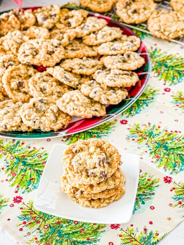 Crunchy chocoklate chips cookies with coconut, oats, coconut, and rice krispies