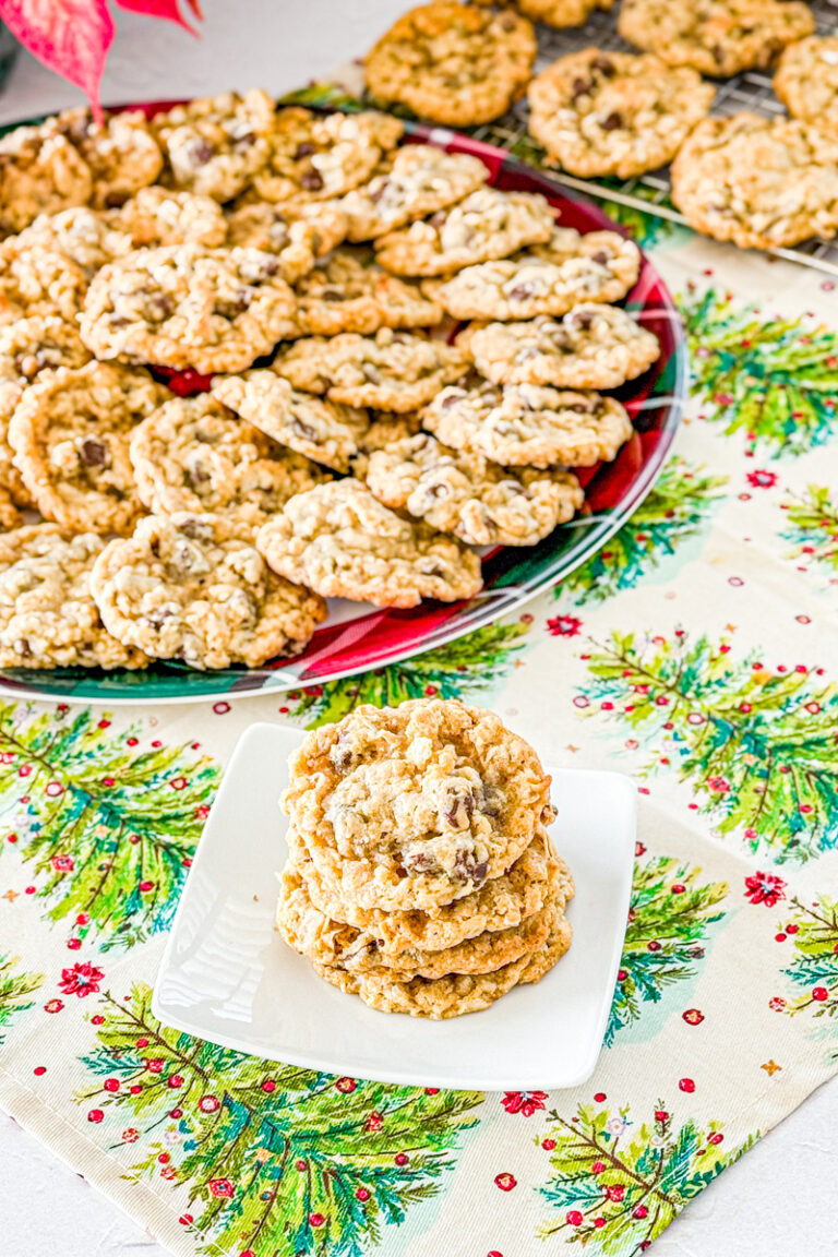 Crunchy chocoklate chips cookies with coconut, oats, coconut, and rice krispies