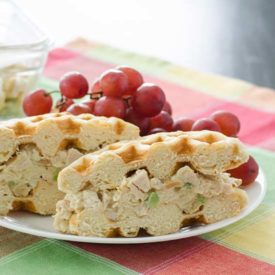 Curried Chicken Salad Waffled Sandwiches | realmomkitchen.com