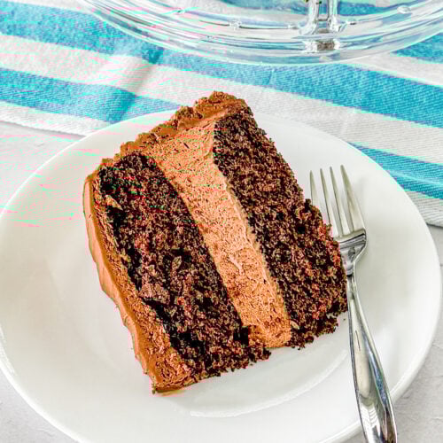 chocolate cake with chocolate mousse