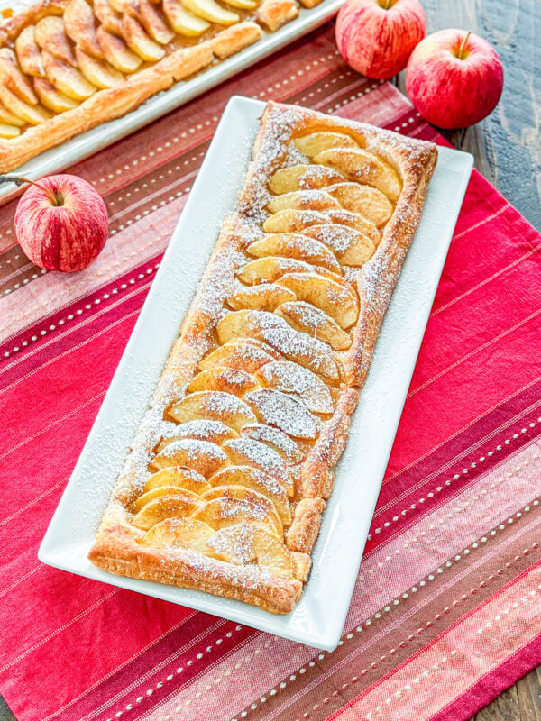Easy Apple Tart with flaky puff pastry and sweet baked apple slices with a dusting of powdered sugar