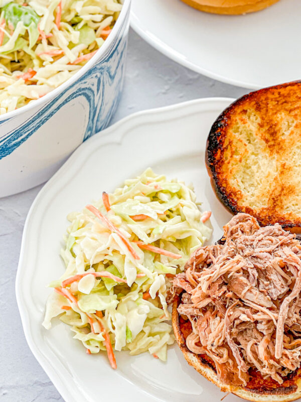 dished up portion of simple coleslaw recipe