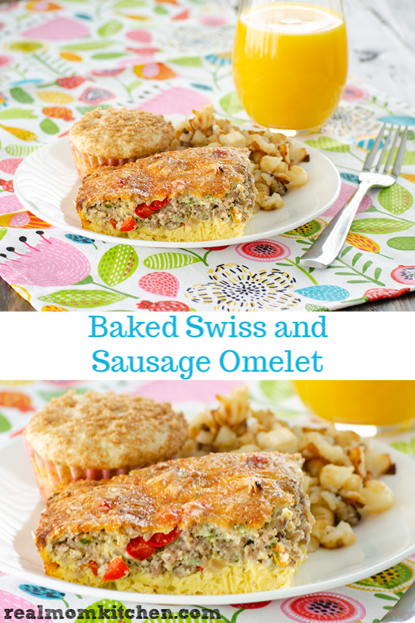 Baked Swiss and Sausage Omelet | realmomkitchen.com