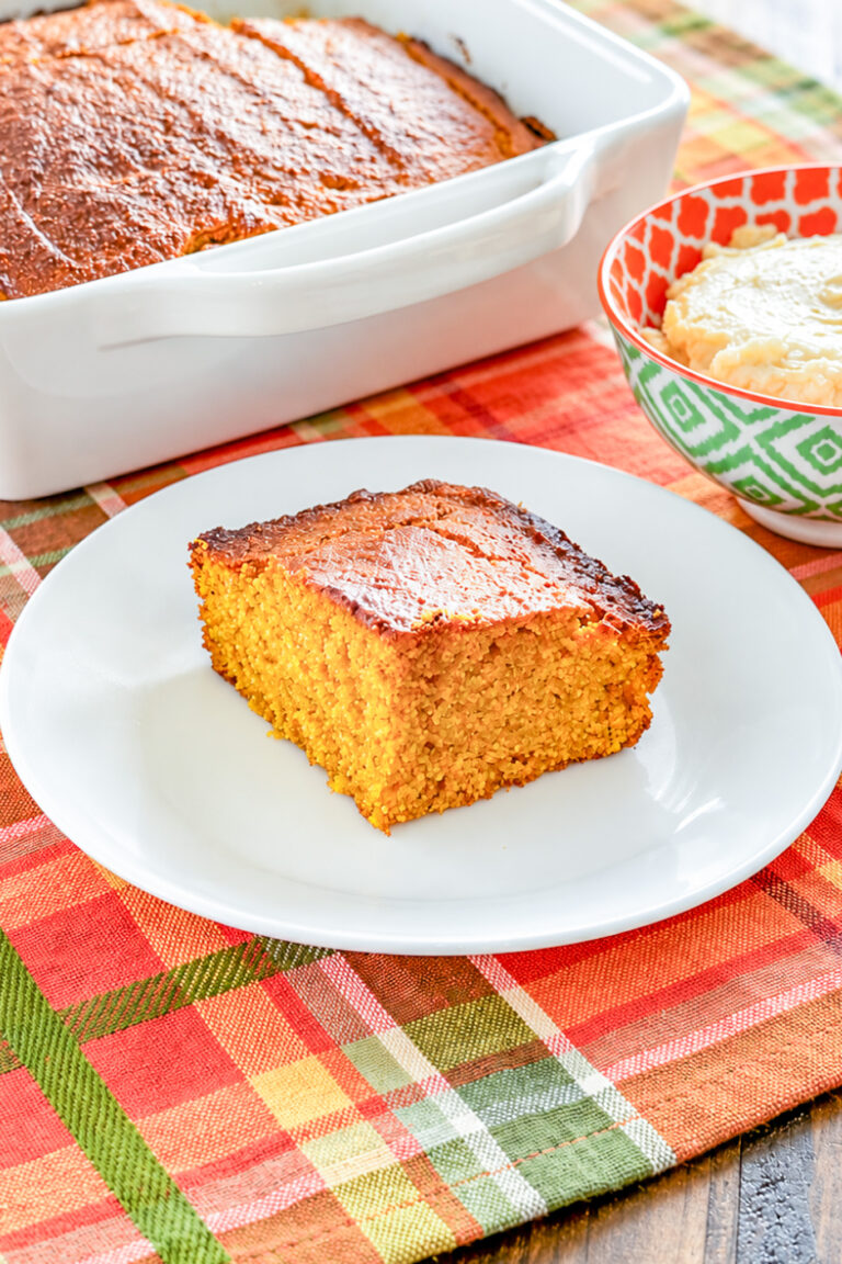 Slice of moist homemade pumpkin cornbread