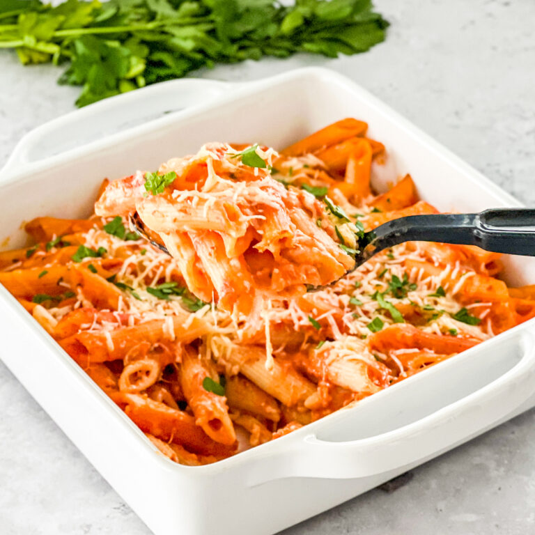 Red and White Baked Pasta