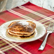 Cinnamon Bun Pancakes with Maple Butter Icing | realmomkitchen.com