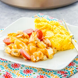 obrien potatoes with sausage and scambled eggs on the side