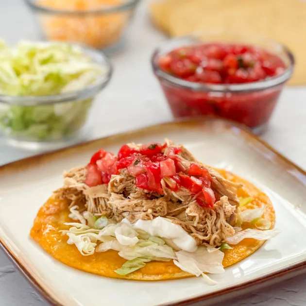 slow cooked Costa Vida Chicken served in a taco