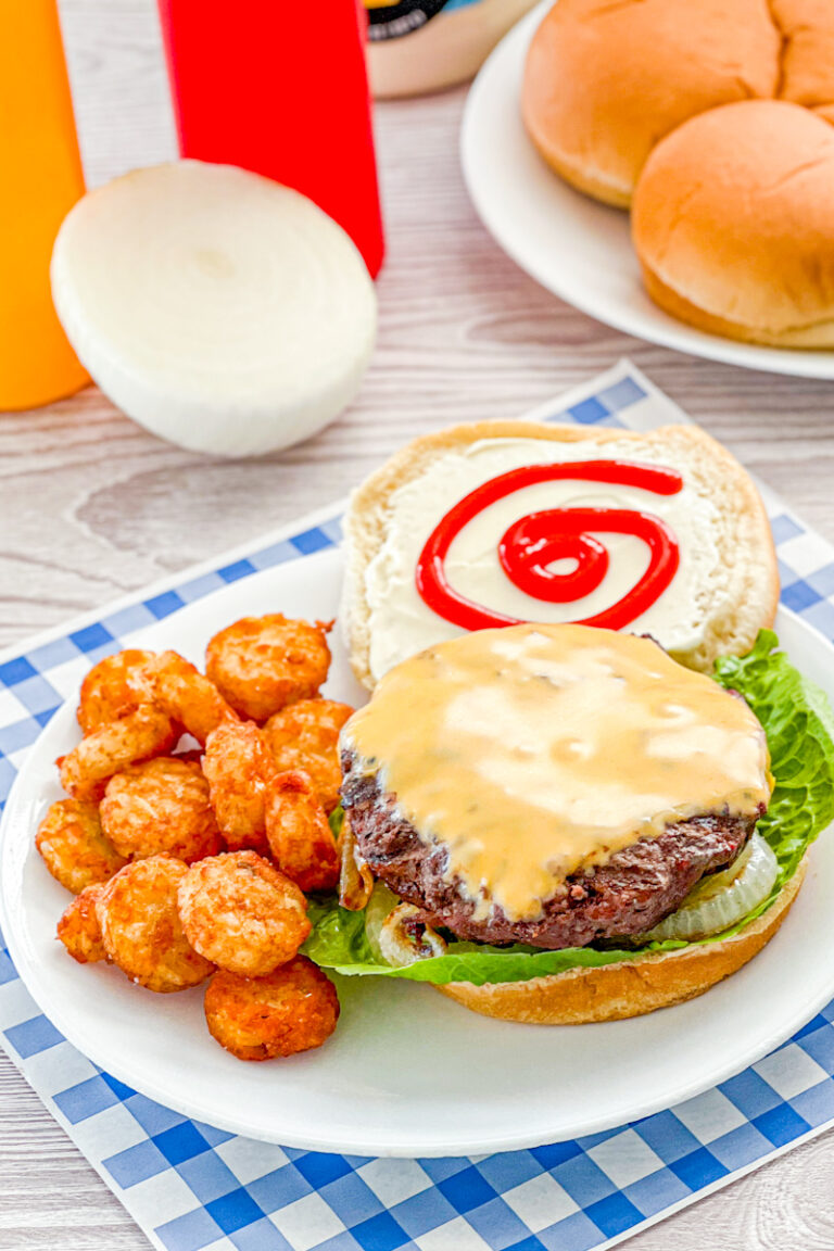 Garlic Butter buger paired with tater tots