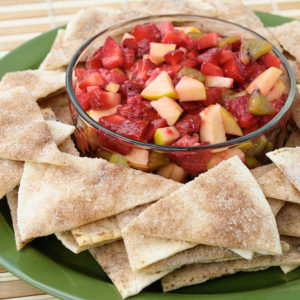 Fruit Salsa with Baked Cinnamon Sugar Tortilla Chips | realmomkitchen.com