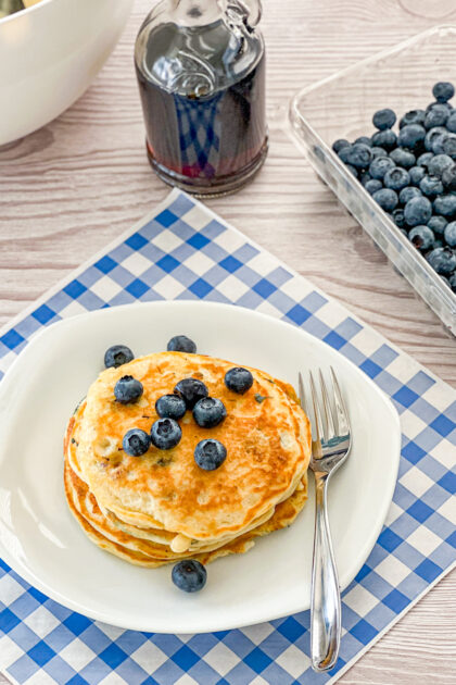 Delicious banana blueberry pancakes
