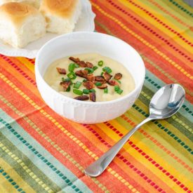 Cheesy Potato Soup in the Slow Cooker | realmomkitchen.com