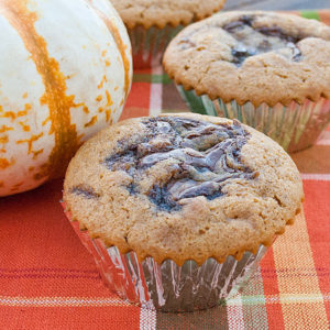 Pumpkin Nutella Swirl Muffins | realmomkitchen.com