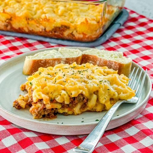 lasagna made with boxed mac and cheese