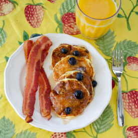 Silver Dollar Blueberry Sour Cream Pancakes | realmomkitchen.com
