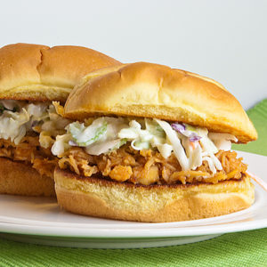 Buffalo Chicken Sliders with Ranch Slaw | realmomkitchen.com