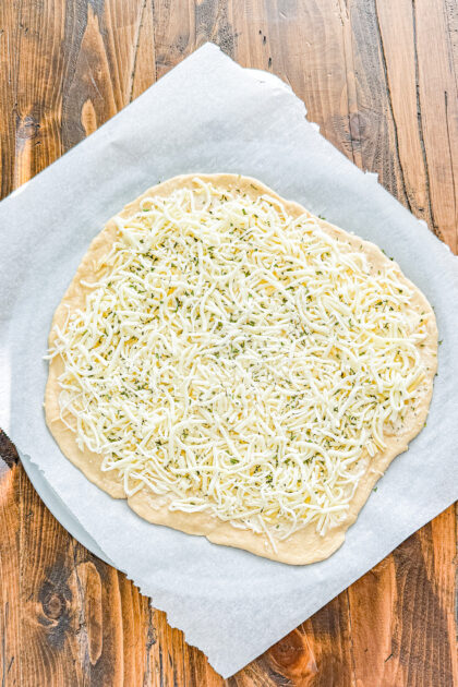 Garlic breadsticks made with homemade pizza dough and cheese