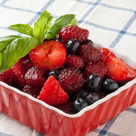 Balsamic Berry and Basil Fruit Salad