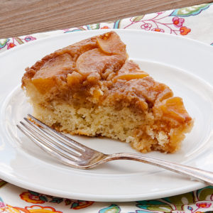 Caramelized Peach Upside-Down Coffee Cake | realmomkitchen.com