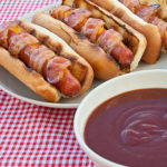 Bacon Wrapped Hot Dawgs with J Dawg Sauce | realmomkitchen.com