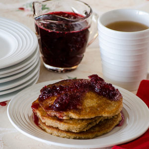Apple Pancakes with Cranberry Syrup | realmomkitchen.com