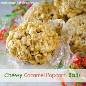 Chewy Caramel Popcorn Balls l realmomkitchen.com