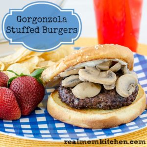 Gorgonzola Stuffed Burgers | realmomkitchen.com