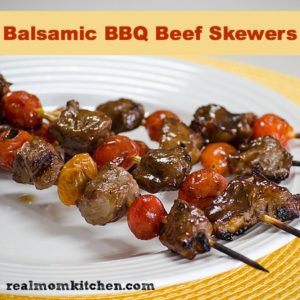 Balsamic BBQ Beef Skewers | realmomkitchen.com