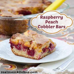 Raspberry Peach Cobbler Bars | realmomkitchen.com