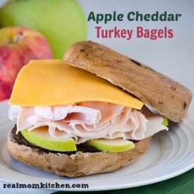 Apple Cheddar Turkey Bagels | realmomkitchen.com