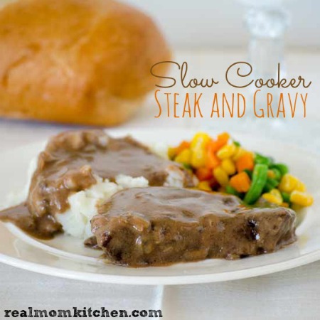 Slow Cooker Steak and Gravy |realmomkitchen.com