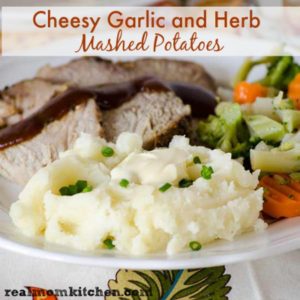 Cheesy Garlic and Herb Mashed Potatoes | realmomkitchen.com