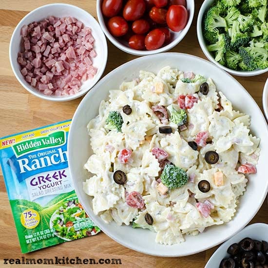 Ham and Cheese Ranch Pasta Salad | realmomkitchen.com