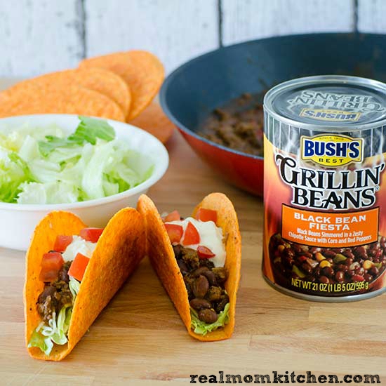Beef and Black Bean Fiesta Tacos | realmomkitchen.com