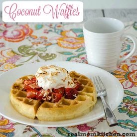 Coconut Waffles with Coconut Syrup | realmomkitchen.com