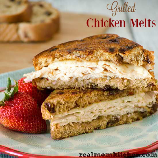 Grilled Chicken Melts | realmomkitchen.com #NationalGrilledCheeseDay