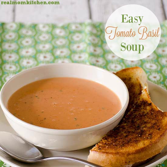 Easy Tomato Basil Soup - Real Mom Kitchen - 5 ingredients or less