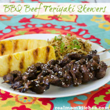 BBQ Beef Teriyaki Skewers | realmomkitchen.com