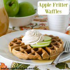 Apple Fritter Waffles with Piced Whipped Cream | realmomkitchen.com