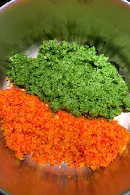 peppers after processing in food processor for pepper jelly