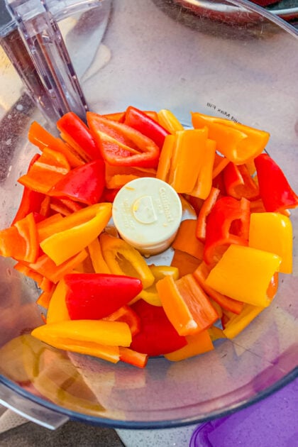 assorted peppers in a food processor