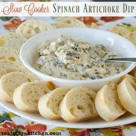 Slow Cooker Spinach Artichoke Dip | realmomkitchen.com
