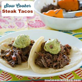 Slow Cooker Steak Tacos | realmomkitchen.com