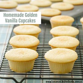 Homemade Golden Vanilla Cupcakes | realmomkitchen.com