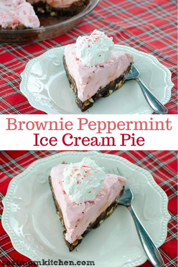 Brownie Peppermint Ice Cream Pie | realmomkitchen.com